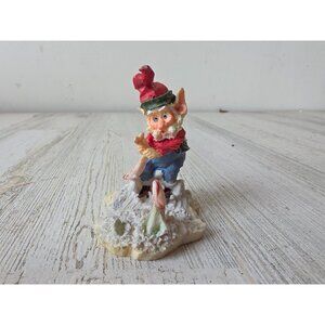Elf fishing‎ fish figurine village Xmas vintage